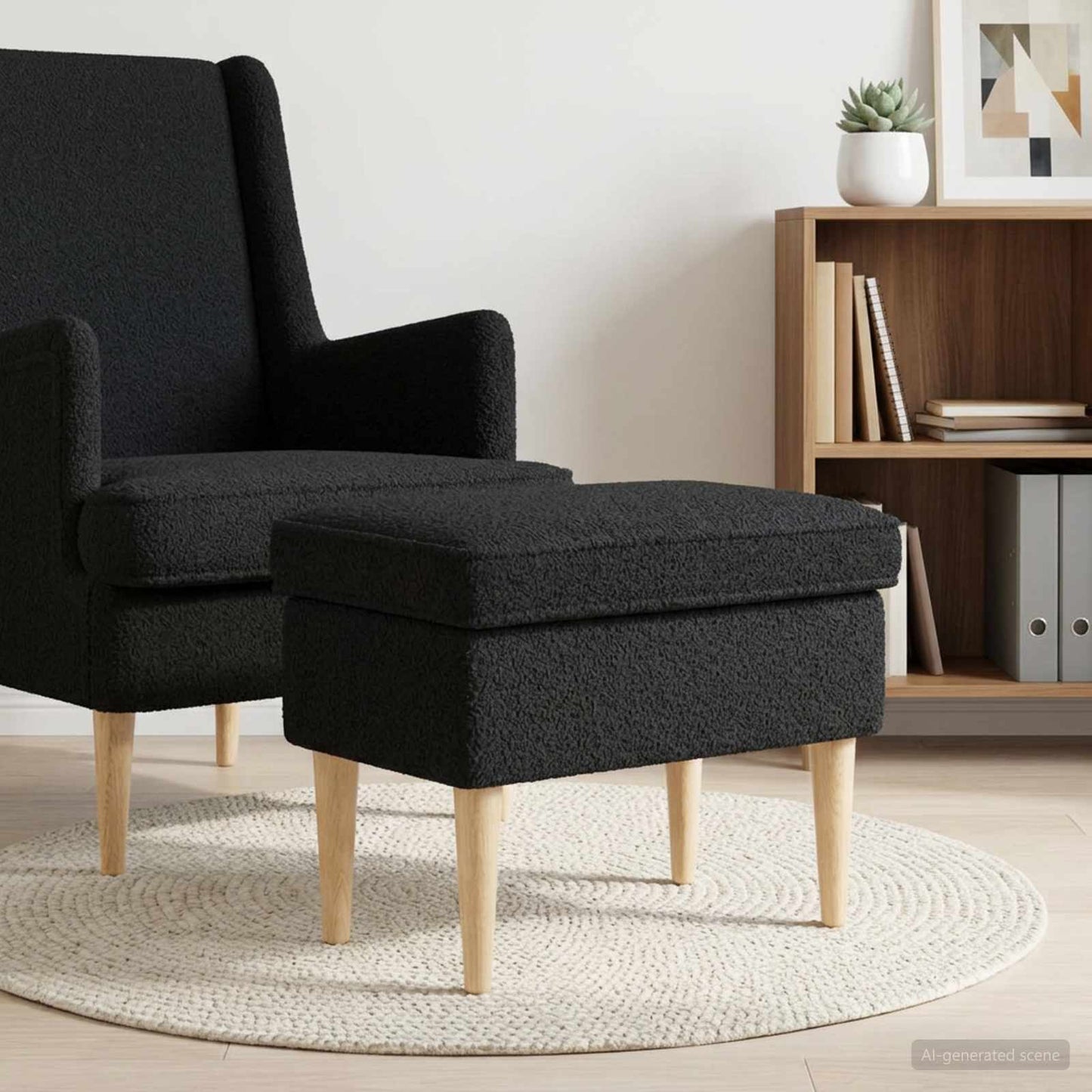 vidaXL Πολυθρόνα Ποδιών Μαύρο 55 x 35 x 41 εκ Μπουκλέ