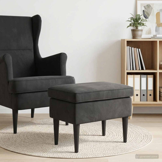 vidaXL Πολυθρόνα Ποδιών Μαύρο 55 x 35 x 41 εκ Βελούδο