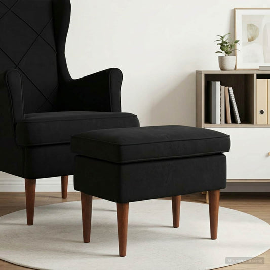 vidaXL Πολυθρόνα Ποδιών Μαύρο 55 x 35 x 41 εκ Βελούδο