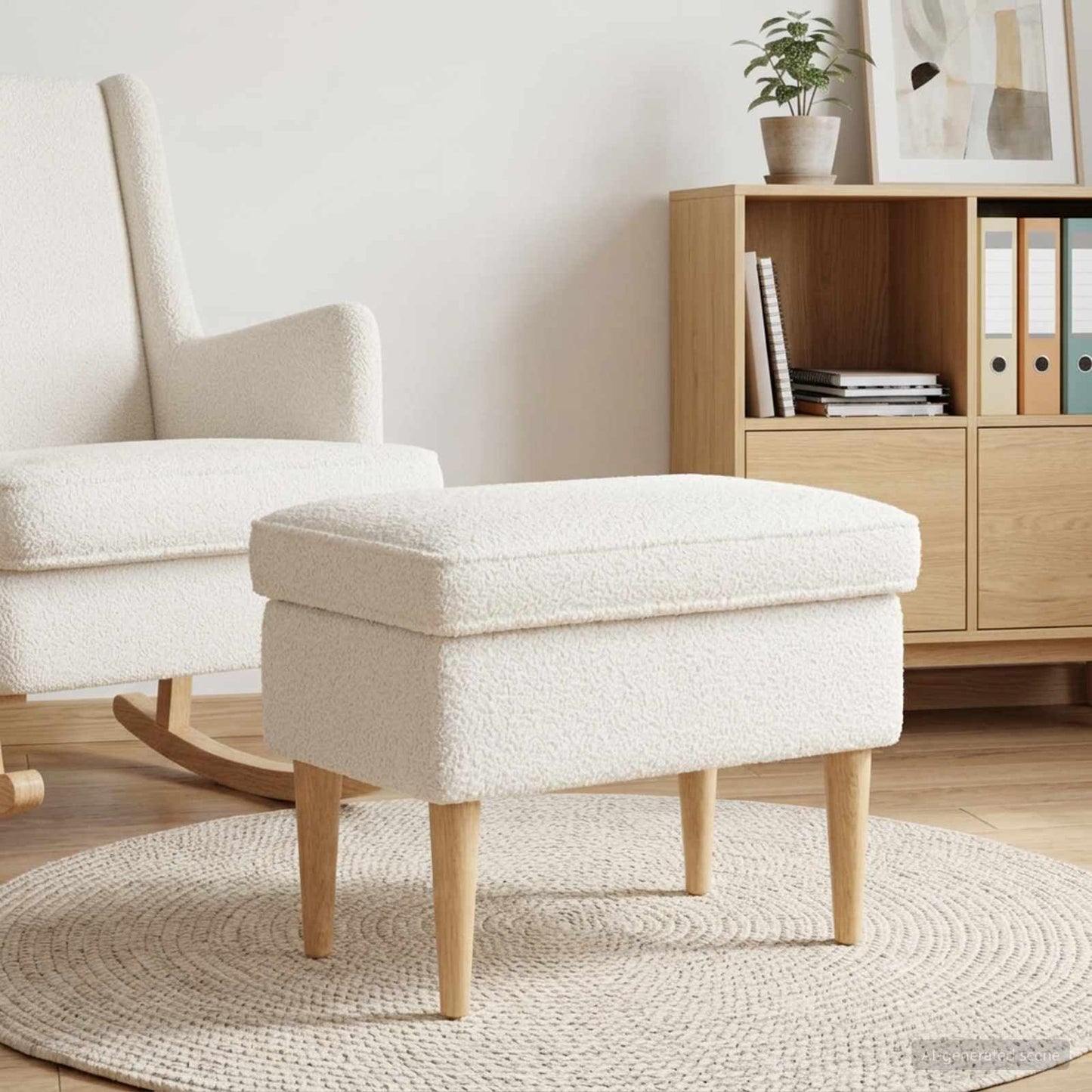 vidaXL Πολυθρόνα Ποδιών Κρεμ 55 x 35 x 41 εκ Μπουκλέ
