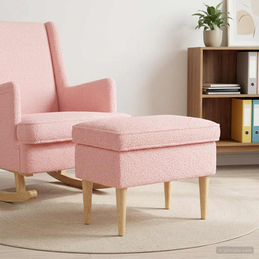 vidaXL Πολυθρόνα Ποδιών Ροζ 55 x 35 x 41 εκ Μπουκλέ