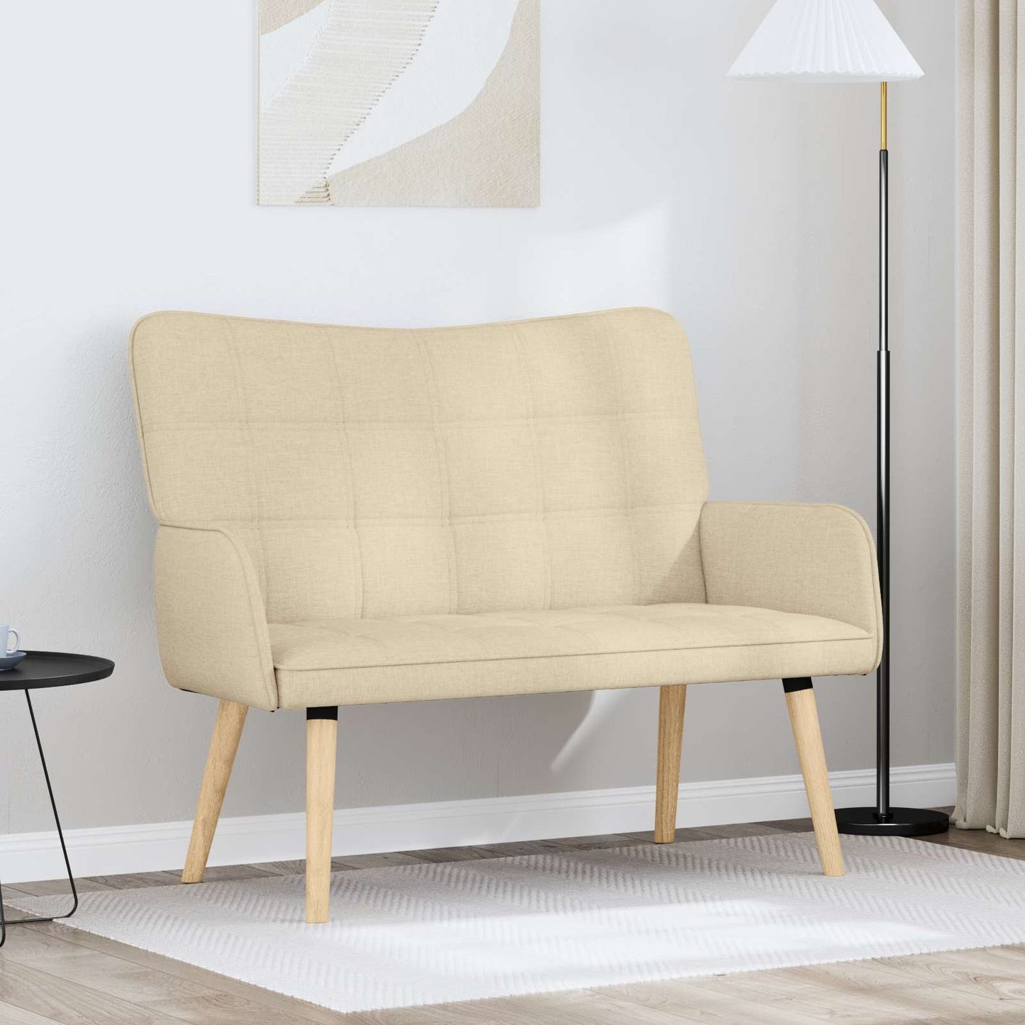 vidaXL Καναπές 2 ατόμων Κρεμ 115 x 61 x 87 εκ. Ύφασμα