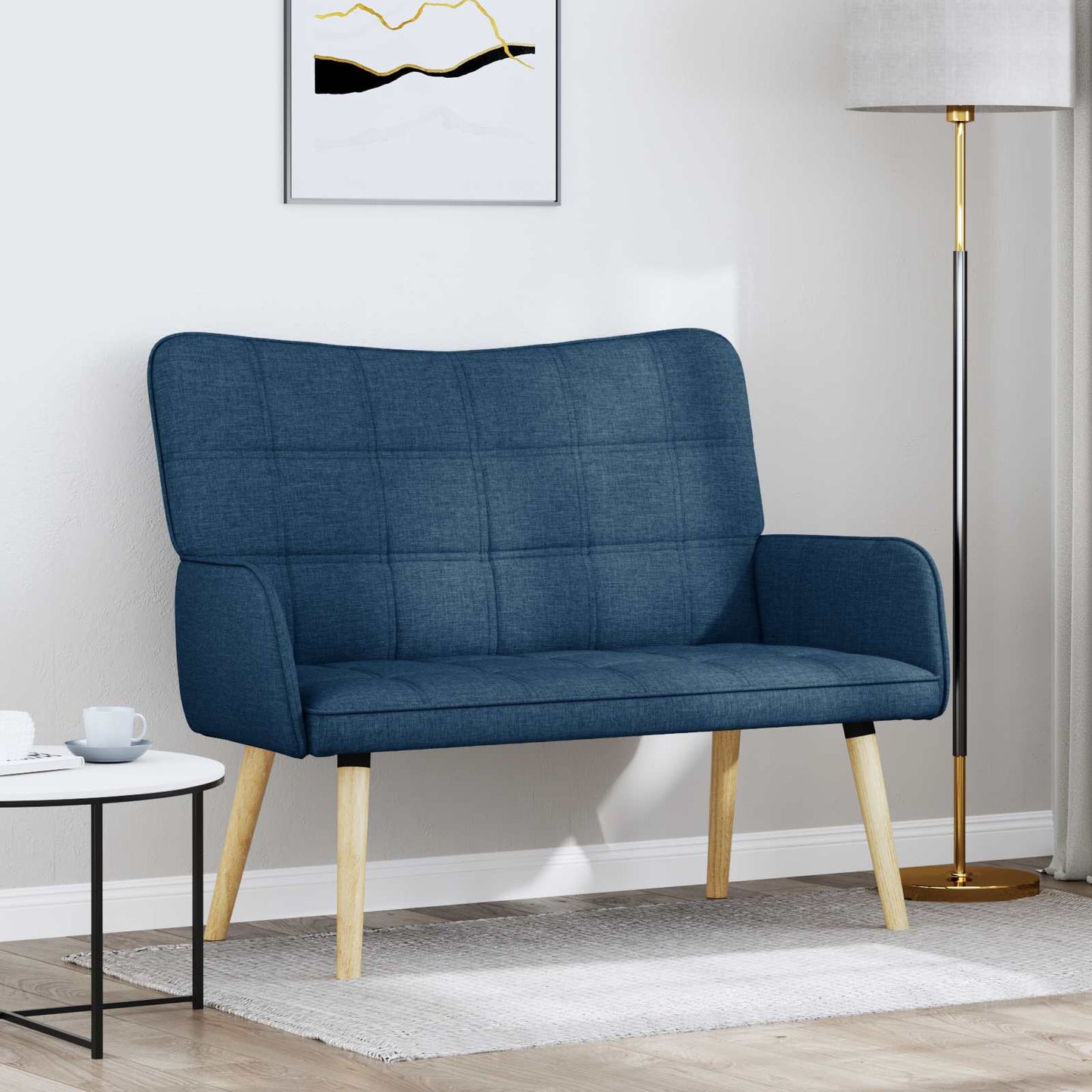 vidaXL Καναπές 2 ατόμων Μπλε 115 x 61 x 87 εκ. Ύφασμα