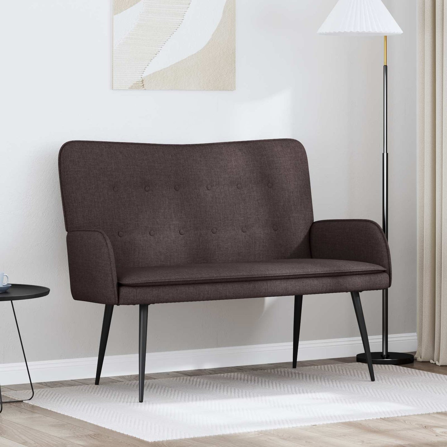 vidaXL Καναπές 2 ατόμων Σκούρο Καφέ 115 x 61 x 87 εκ. Ύφασμα