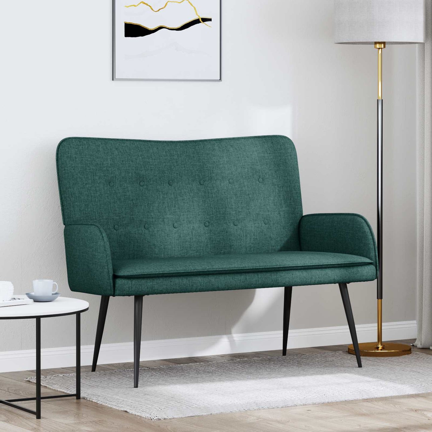 vidaXL Καναπές 2 ατόμων Σκούρο Πράσινο 115 x 61 x 87 εκ. Ύφασμα