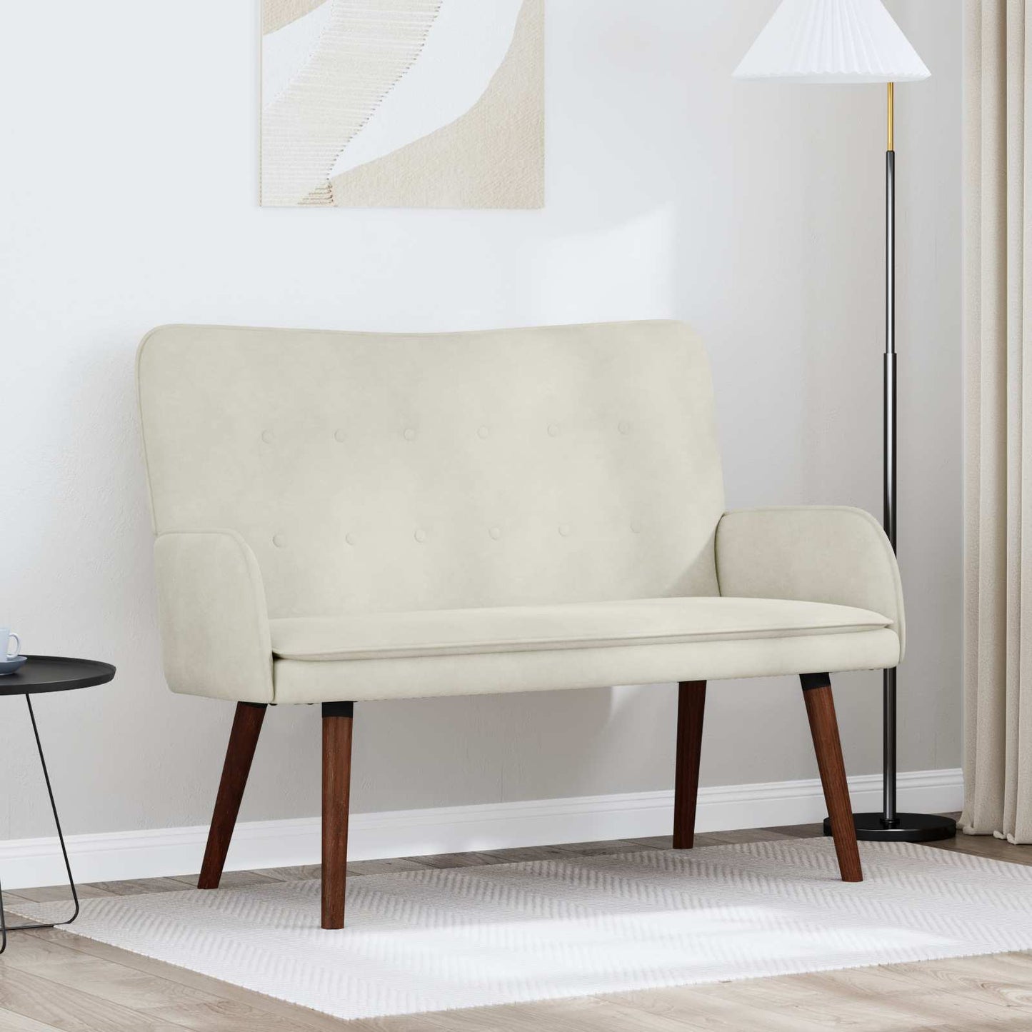 vidaXL Καναπές 2 ατόμων Κρεμ 115 x 61 x 87 εκ. Βελούδο