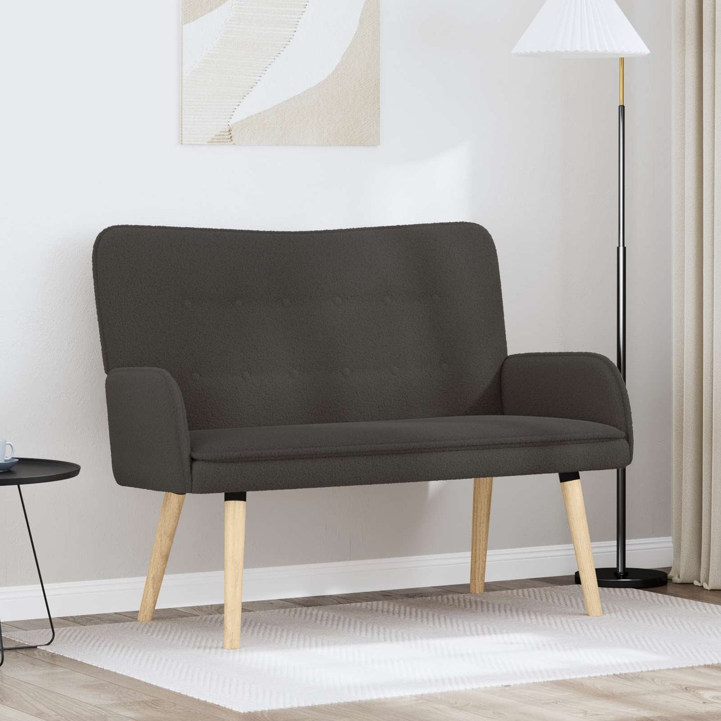 vidaXL Καναπές 2 ατόμων Σκούρο Γκρι 115 x 61 x 87 εκ. Μπουκλέ