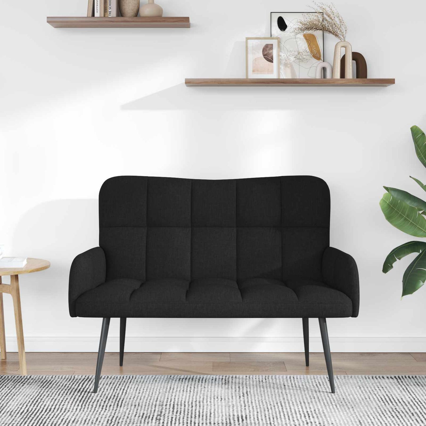 vidaXL Διθέσιος Καναπές Μαύρο 115 x 61 x 87 εκ. ύφασμα