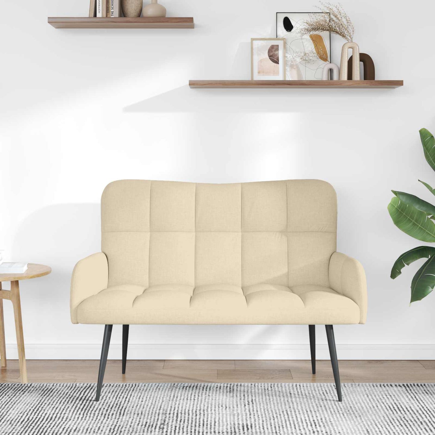 vidaXL Καναπές 2 ατόμων Κρεμ 115 x 61 x 87 εκ. Ύφασμα