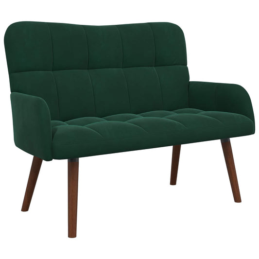 vidaXL Διθέσιος Καναπές Σκούρο Πράσινο 115 x 61 x 87 εκ. Βελούδο