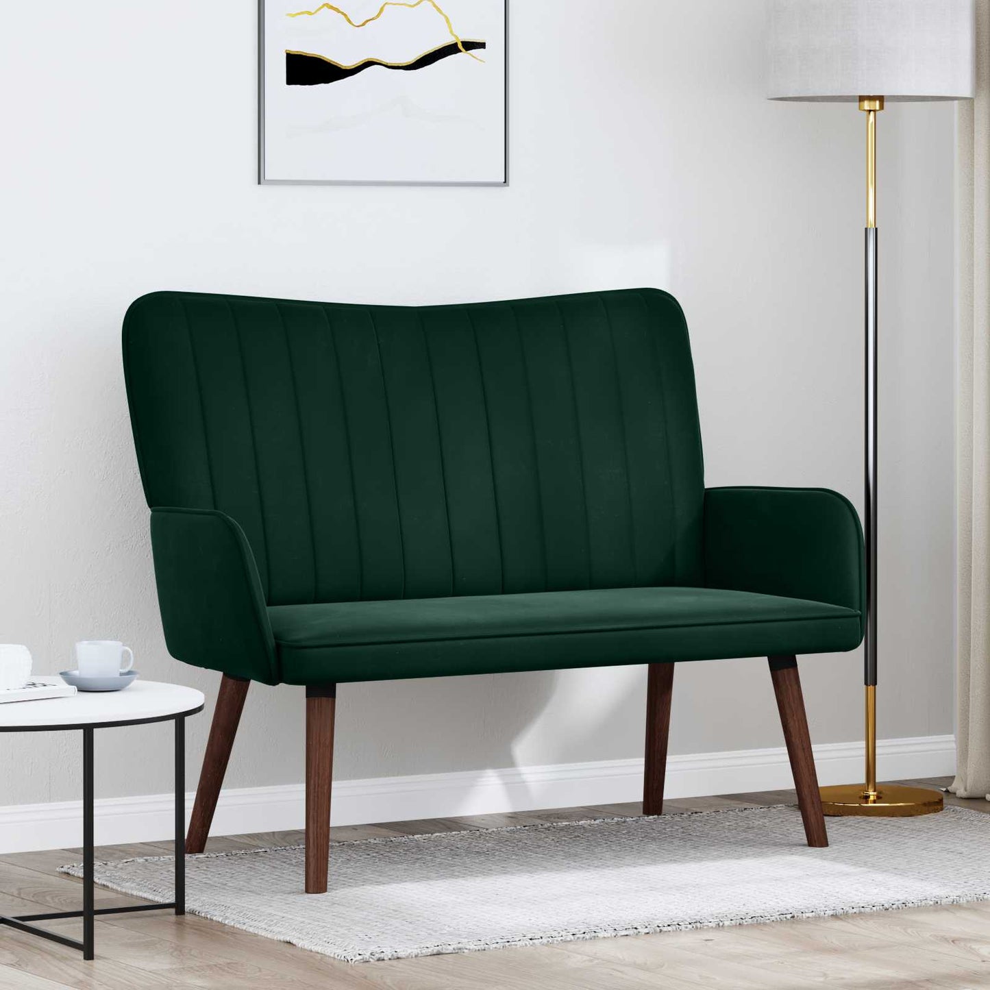 vidaXL Καναπές 2 ατόμων Σκούρο Πράσινο 115 x 61 x 87 εκ. Βελούδο