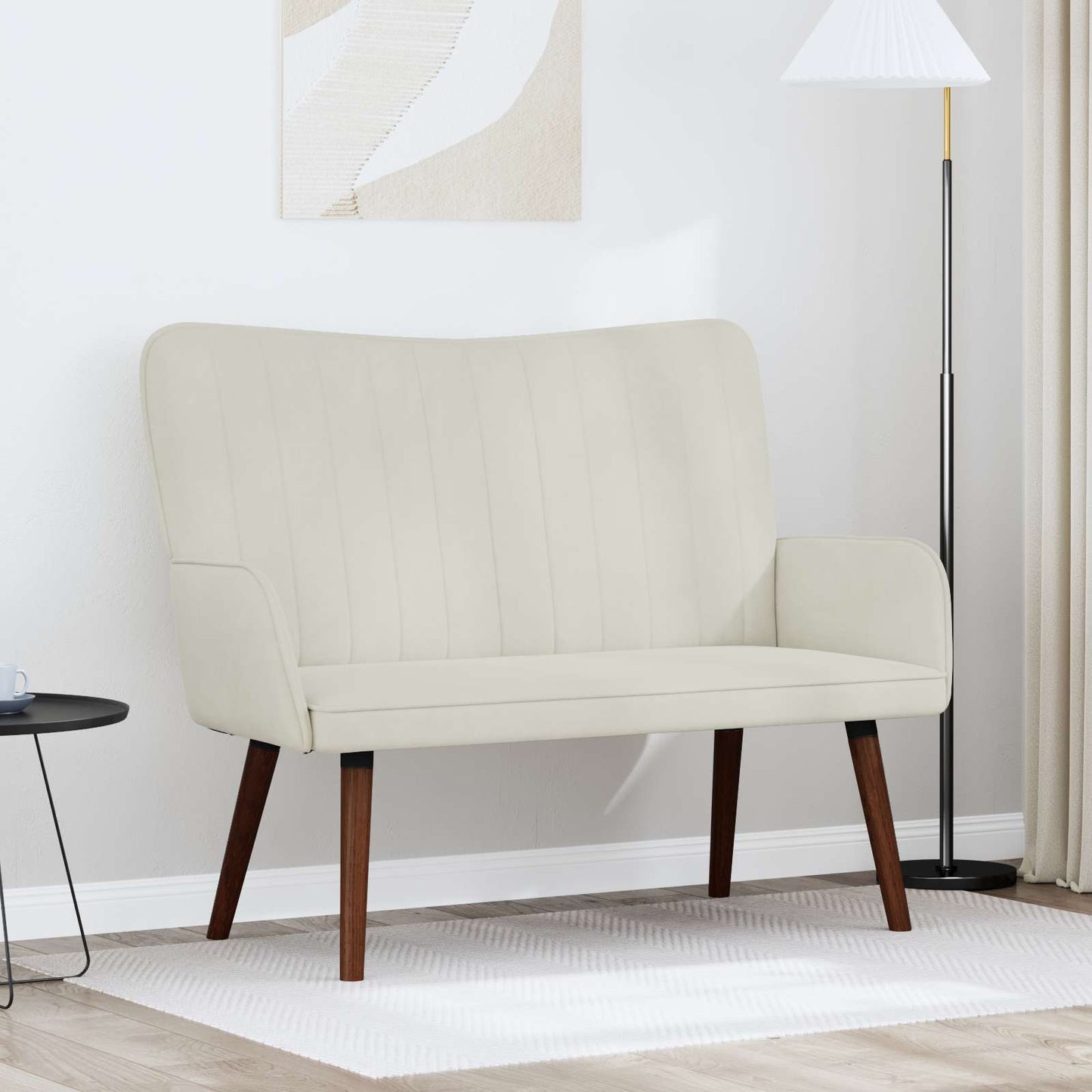 vidaXL Καναπές 2 ατόμων Κρεμ 115 x 61 x 87 εκ. Βελούδο