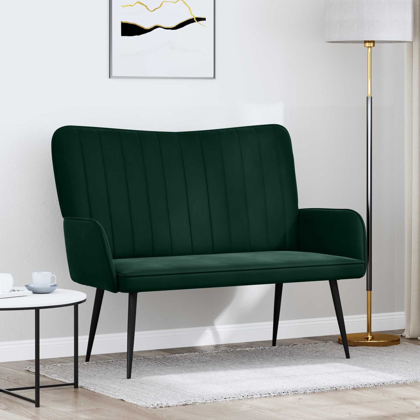 vidaXL Διθέσιος Καναπές Σκούρο Πράσινο 115 x 61 x 87 εκ. Βελούδο