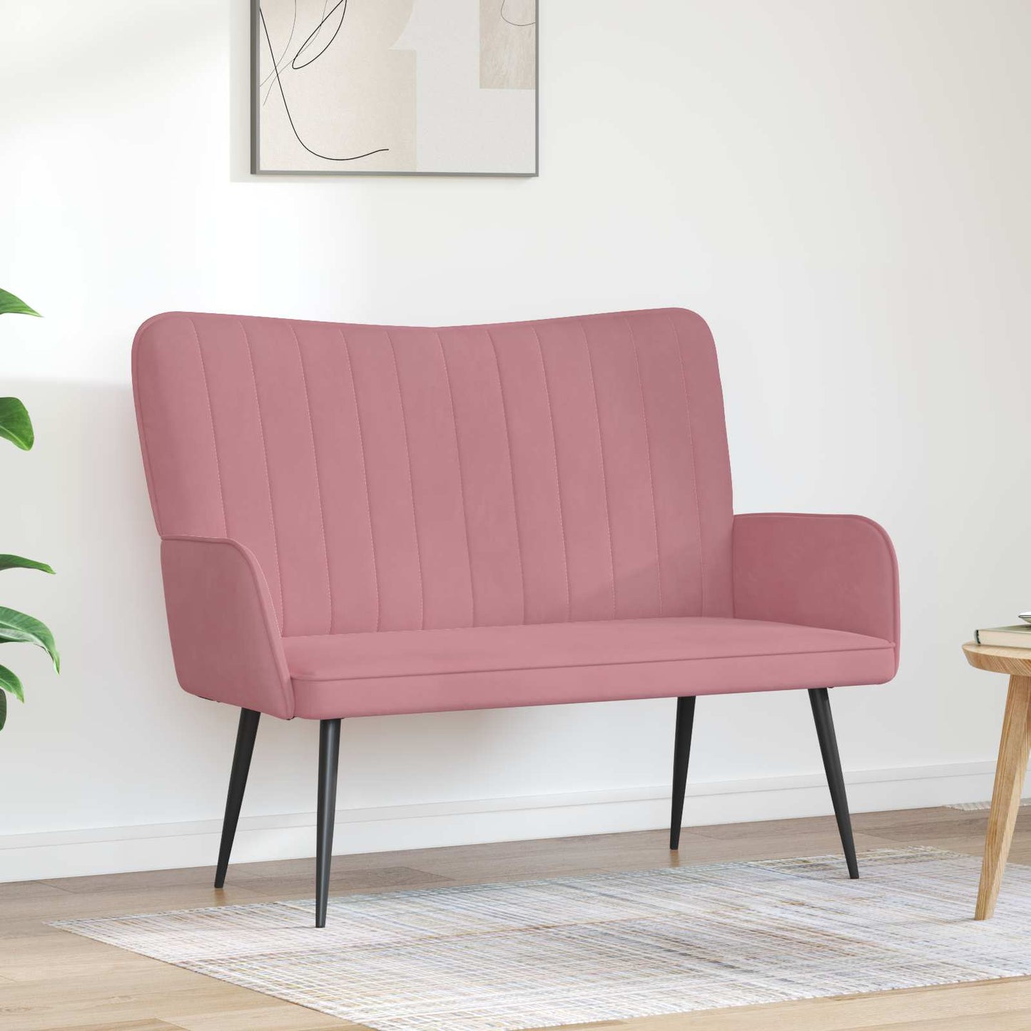 vidaXL Καναπές 2 ατόμων Ροζ 115 x 61 x 87 εκ. Βελούδο