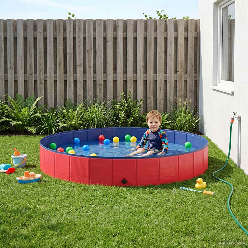 vidaXL Πισίνα για Παιδιά Ø200 x 30 cm Γύρος για Παιδί για Κόκκινο