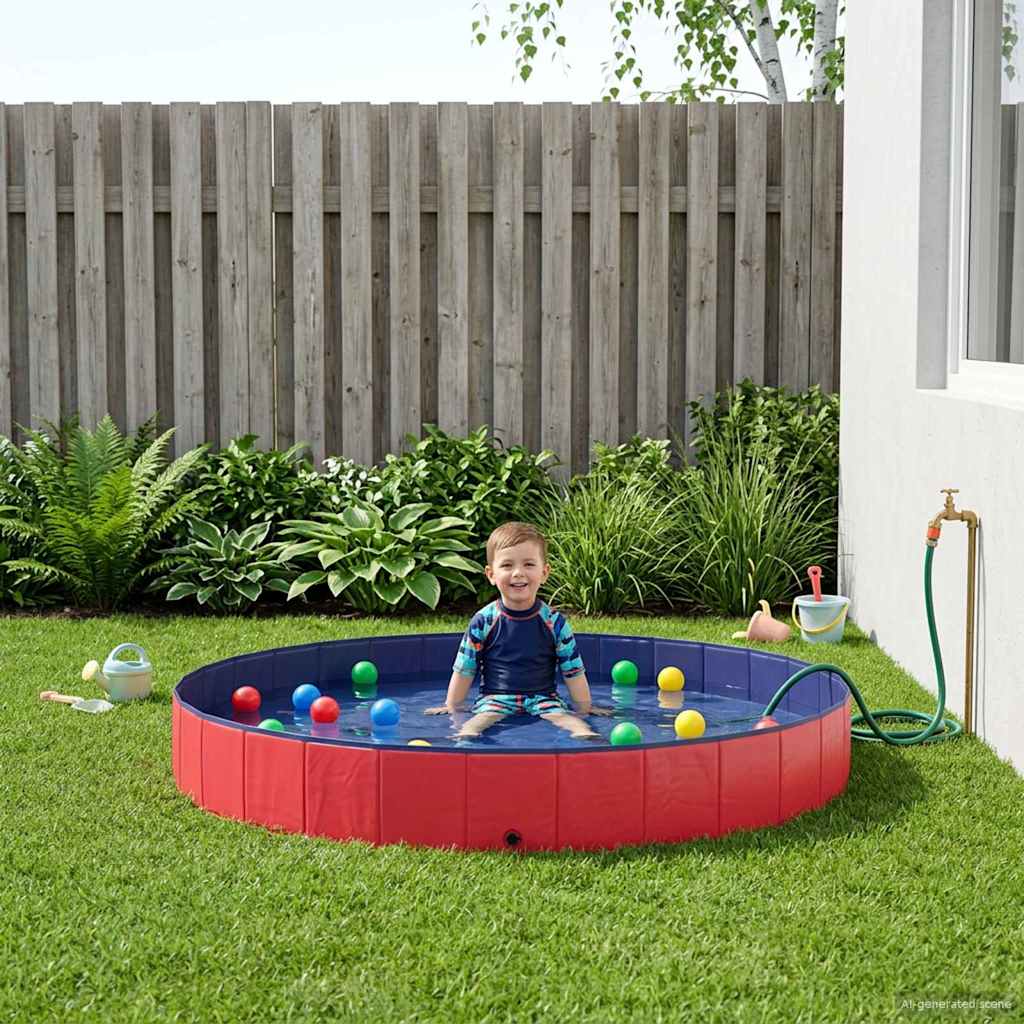vidaXL Πισίνα για Παιδιά Ø300 x 38 cm Γύρος για Παιδί για Κόκκινο