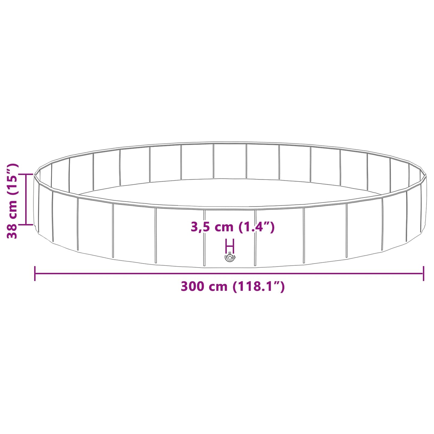 vidaXL Πισίνα για Παιδιά Ø300 x 38 cm Γύρος για Παιδί για Κόκκινο
