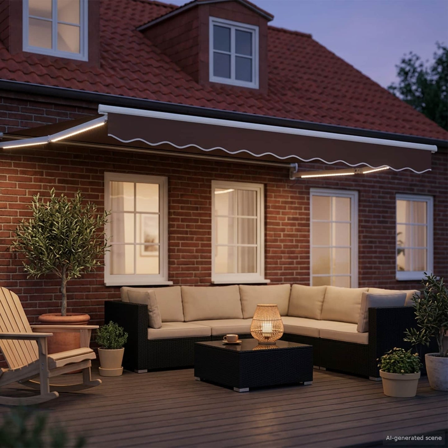 vidaXL Χειροκίνητη αναδιπλούμενη τέντα με LED Καφέ και Λευκό 3 x 2,5 μ