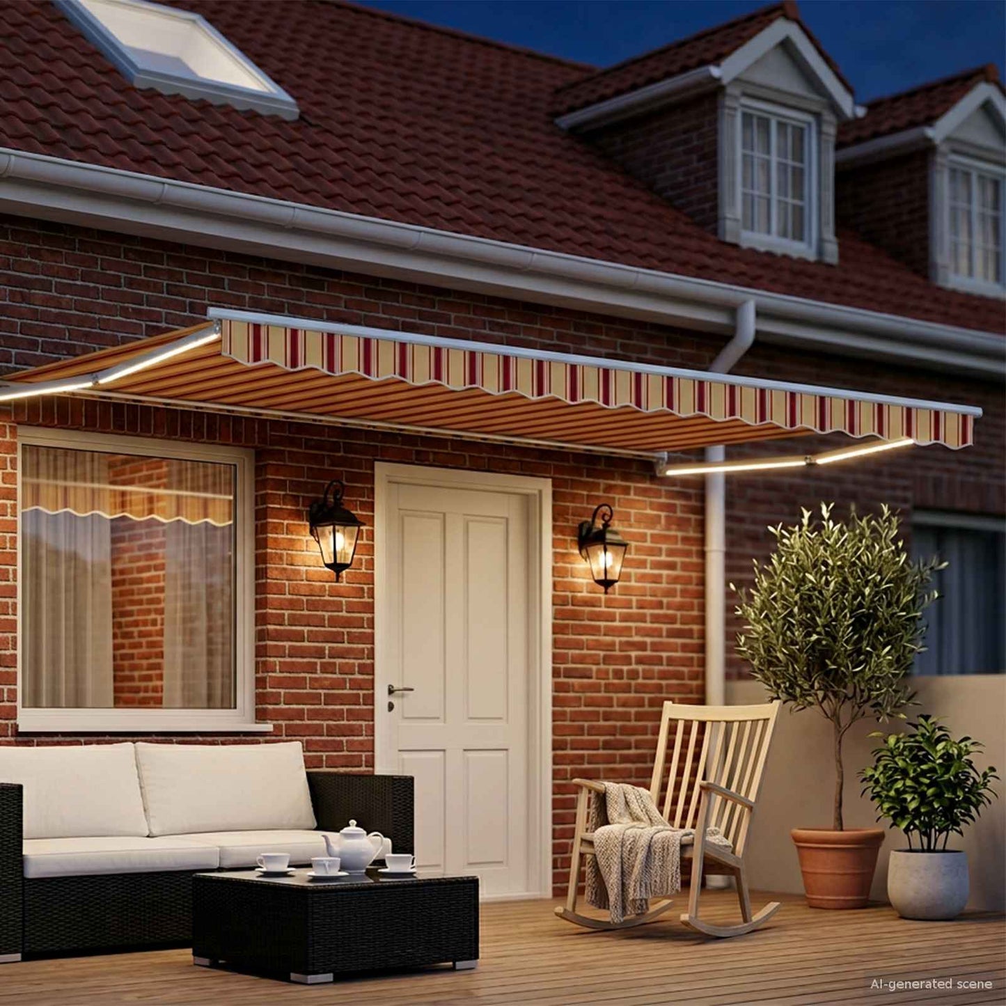 vidaXL Χειροκίνητη αναδιπλούμενη τέντα με LED Πολύχρωμο 4 x 3 μ