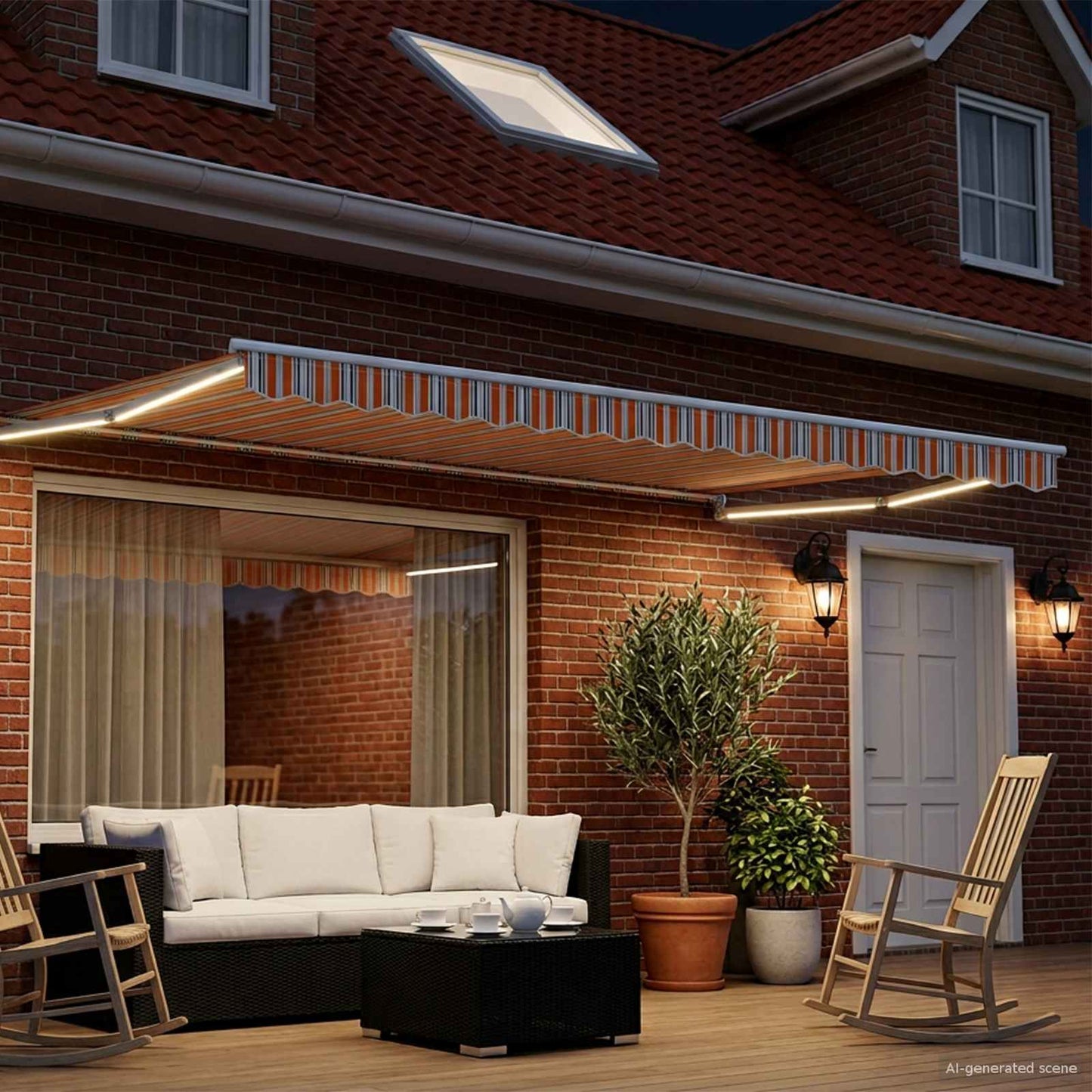 vidaXL Χειροκίνητη αναδιπλούμενη τέντα με LED 4 x 3 μ