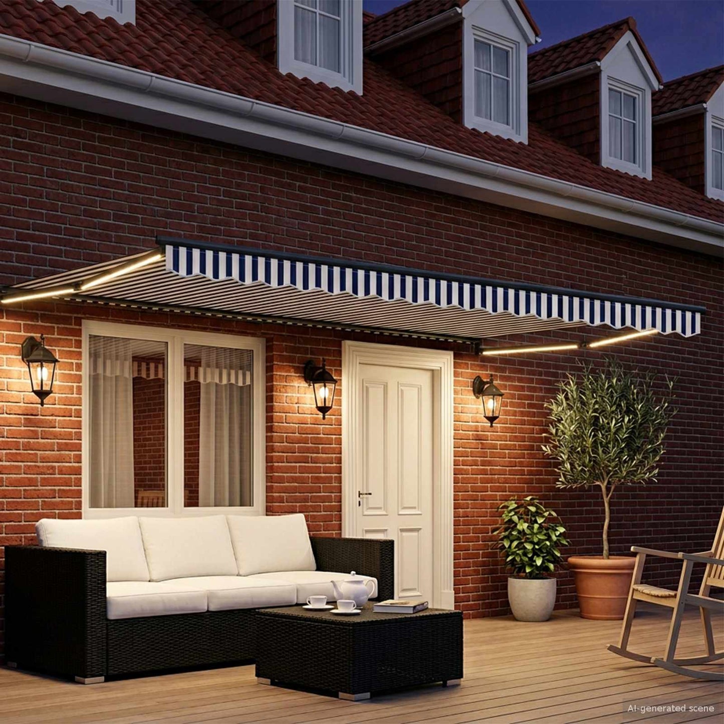 vidaXL Χειροκίνητη αναδιπλούμενη τέντα με LED 4 x 3 μ