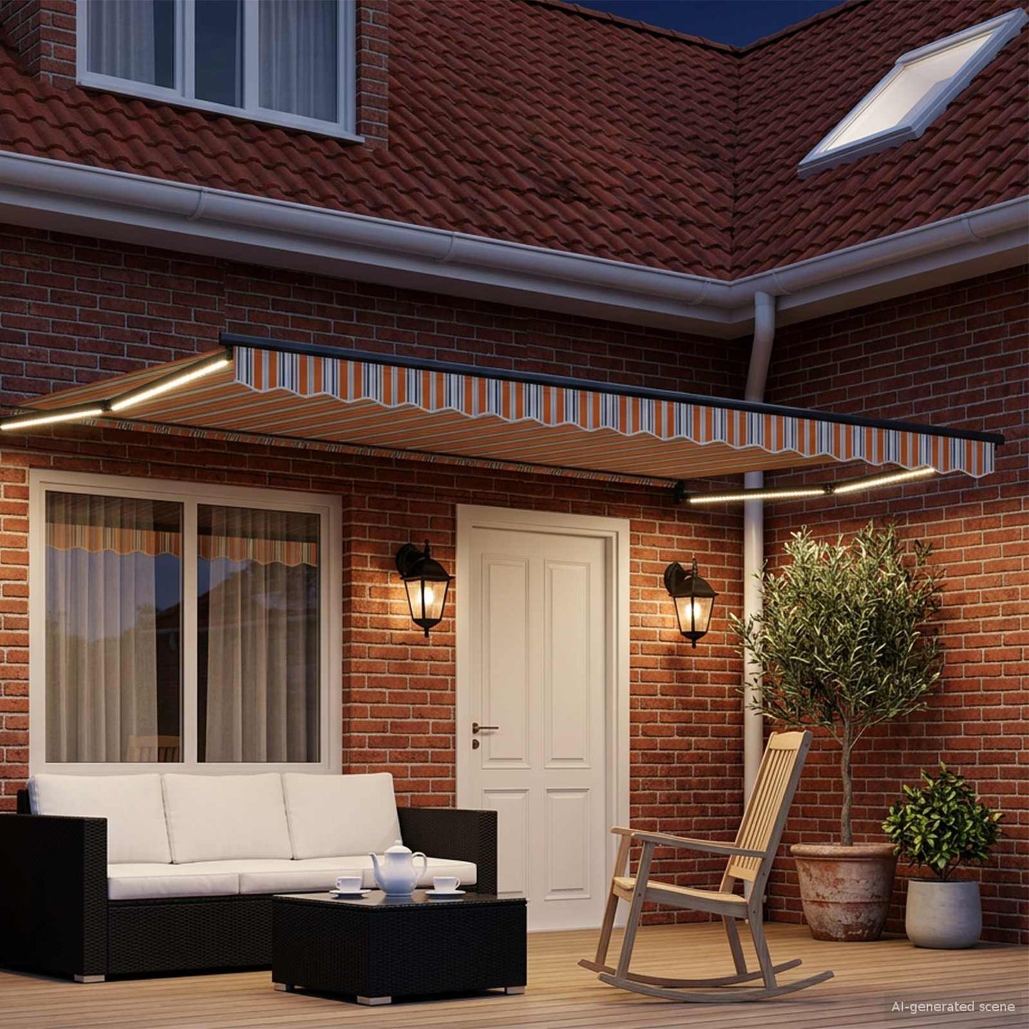 vidaXL Χειροκίνητη αναδιπλούμενη τέντα με LED 4 x 3 μ