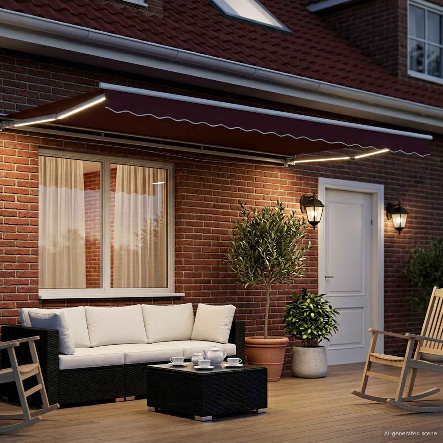 vidaXL Ηλεκτρικό Αναδιπλούμενο Σκίαστρο Μπορντό και Λευκό 4,5 x 3 μ