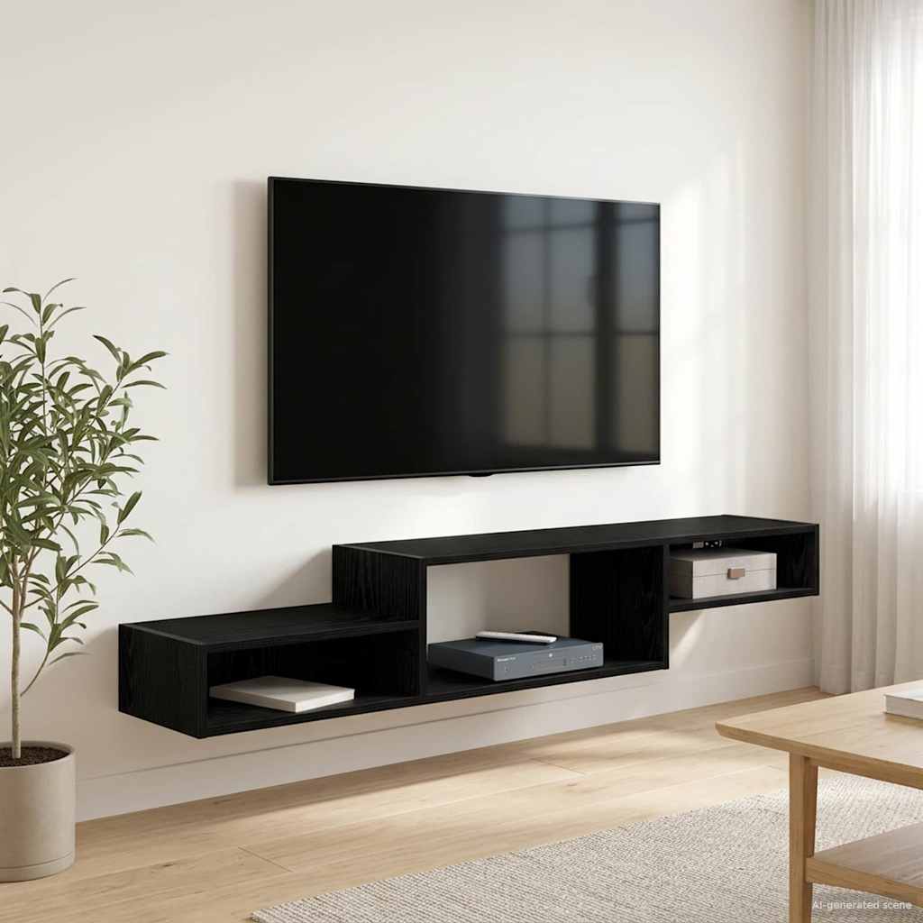 vidaXL Κρεμαστός θρανίο τηλεόρασης Επιτοίχιο Μαύρη Δρυς