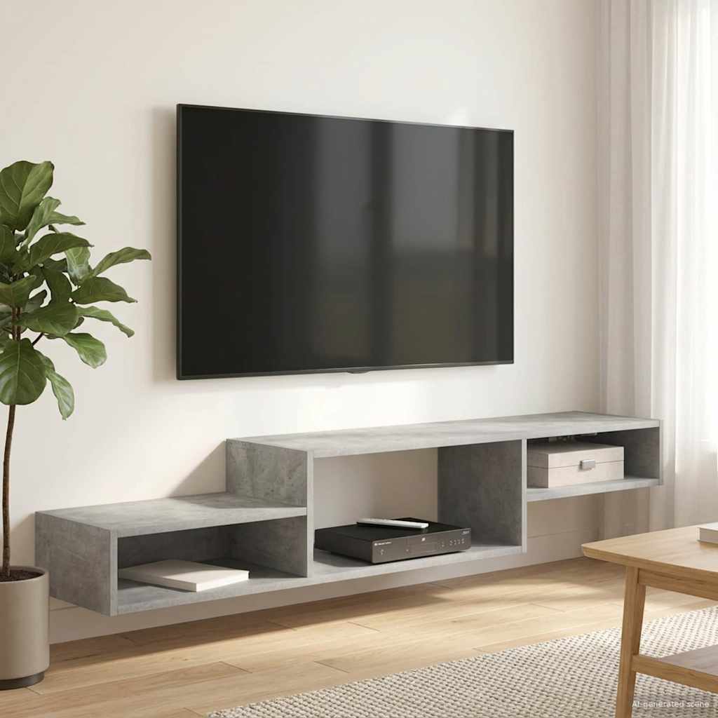vidaXL Κρεμαστός θρανίο τηλεόρασης Επιτοίχιο Γκρι Σκυροδέματος