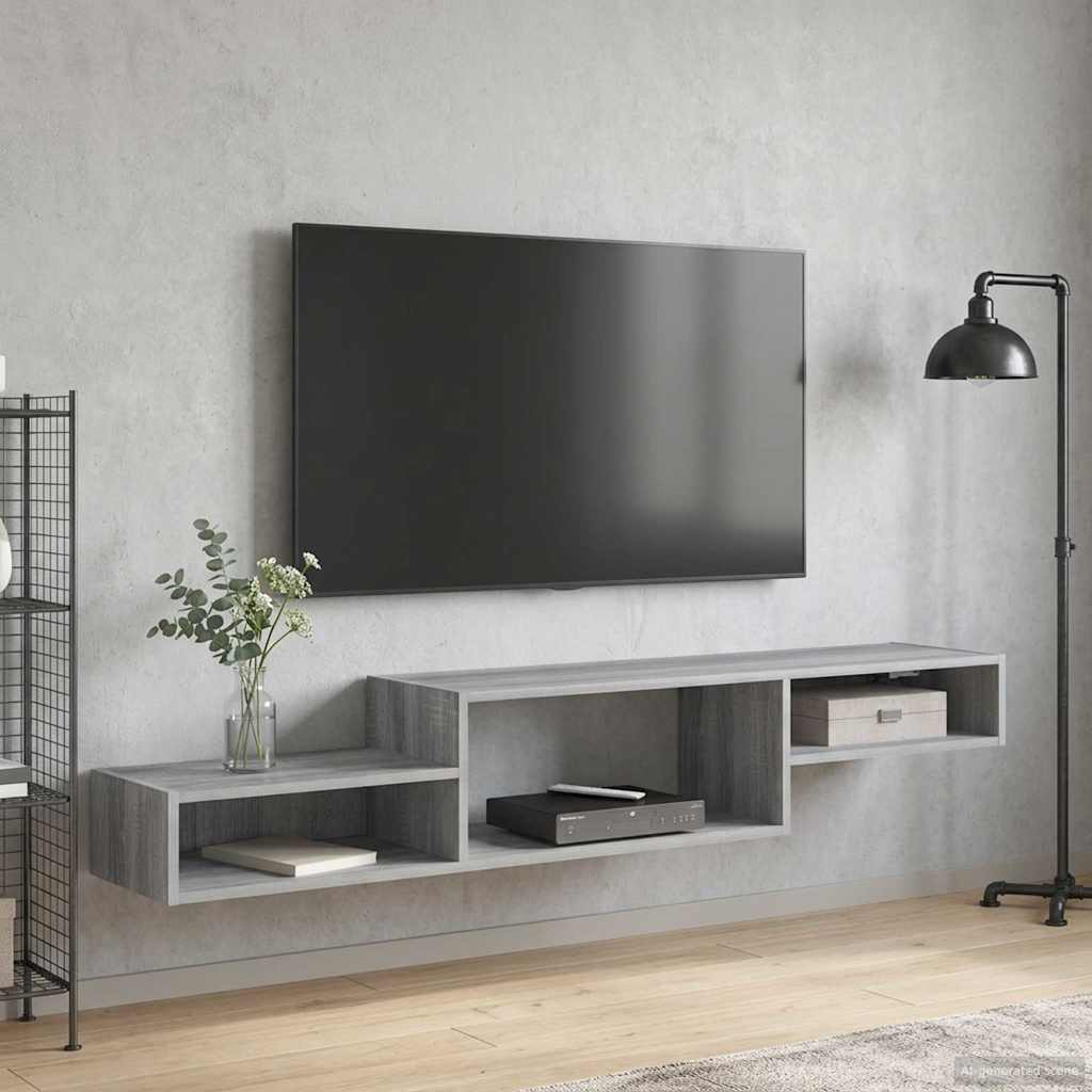 vidaXL Κρεμαστός θρανίο τηλεόρασης Επιτοίχιο Γκρι Sonoma