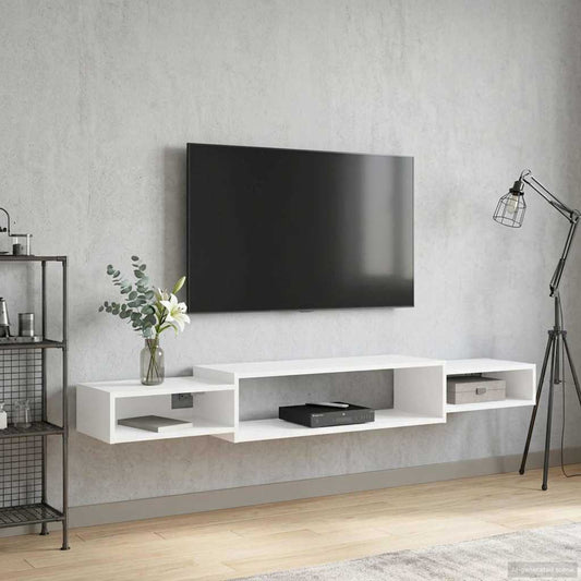 vidaXL Κρεμαστός θρανίο τηλεόρασης Επιτοίχιο Λευκό 180 x 28 x 21 εκ