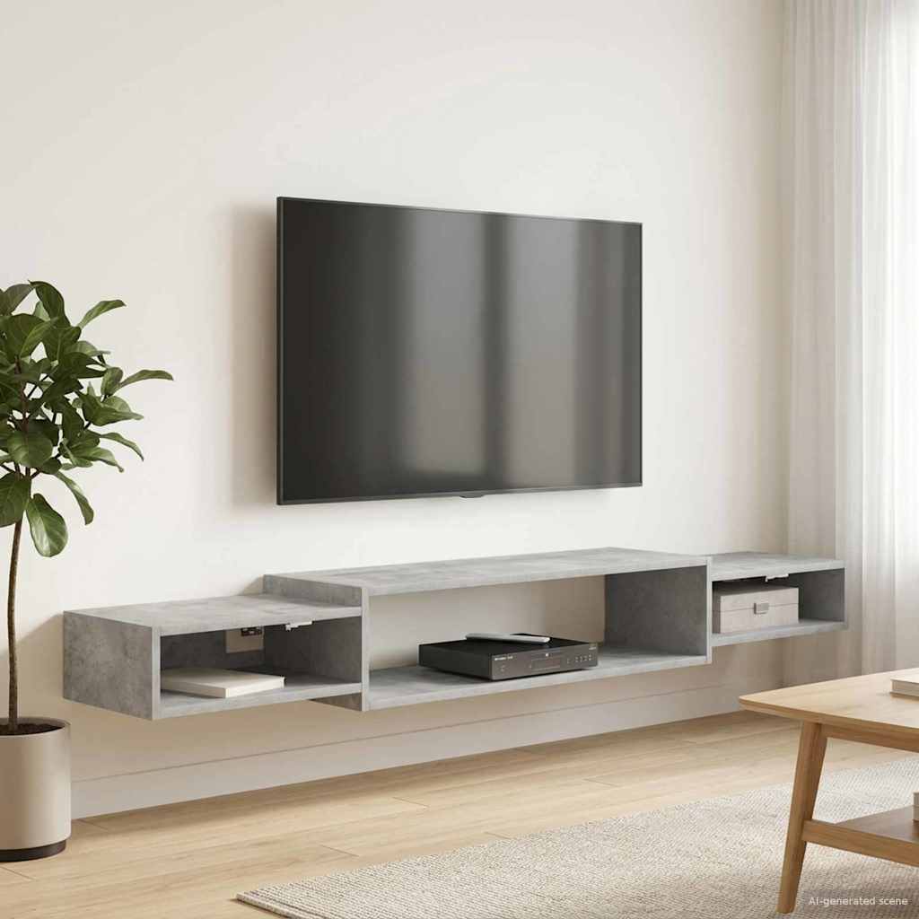 vidaXL Κρεμαστός θρανίο τηλεόρασης Επιτοίχιο Γκρι Σκυροδέματος