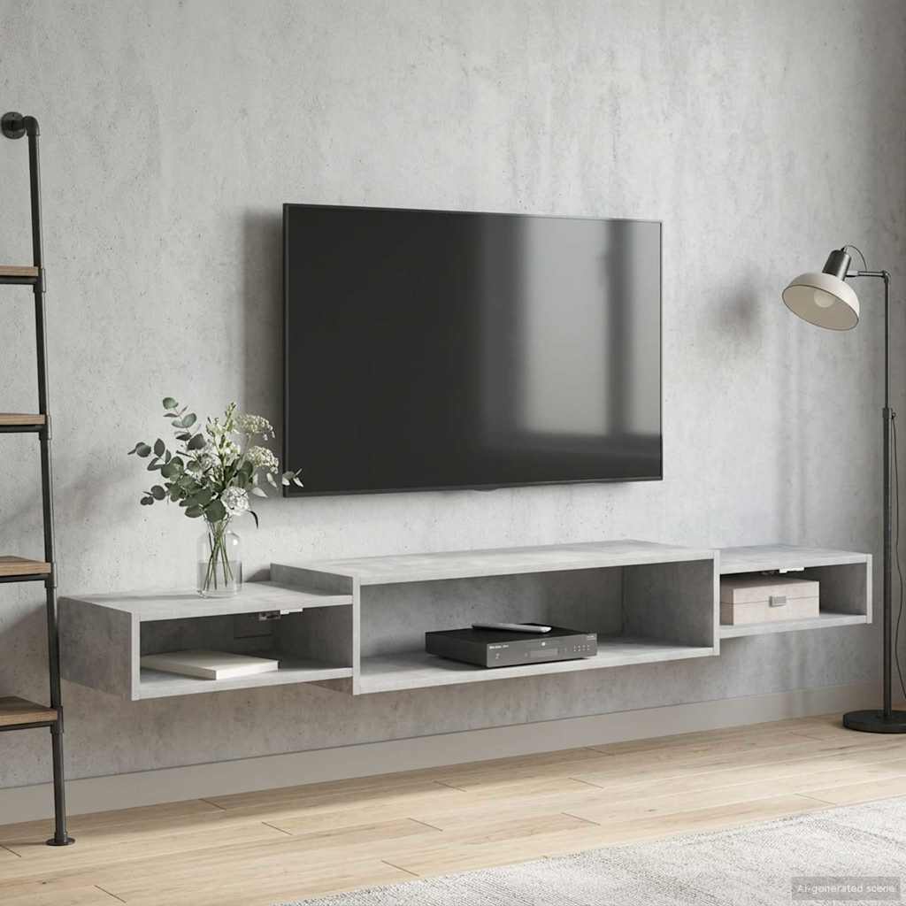vidaXL Κρεμαστός θρανίο τηλεόρασης Επιτοίχιο Γκρι Σκυροδέματος