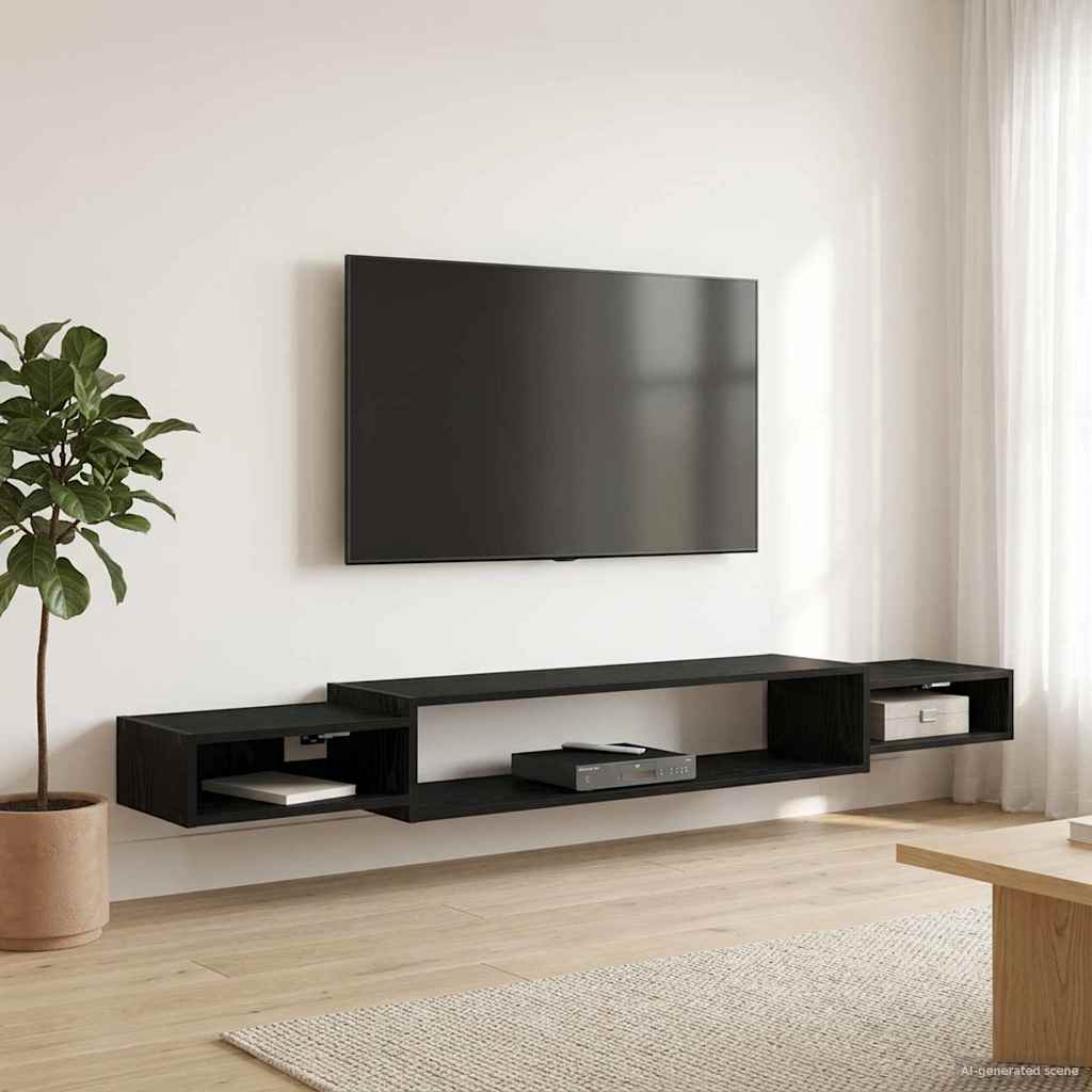vidaXL Κρεμαστός θρανίο τηλεόρασης Επιτοίχιο Μαύρη Δρυς