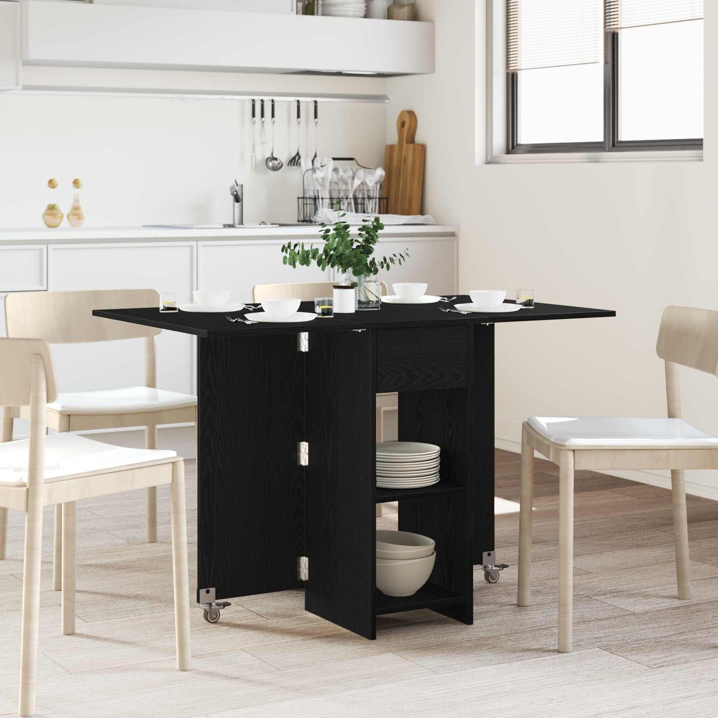vidaXL Τραπέζι φαγητού 115 x 70 x 75 εκ. Επεξεργασμένο Ξύλο Μαύρη Δρυς