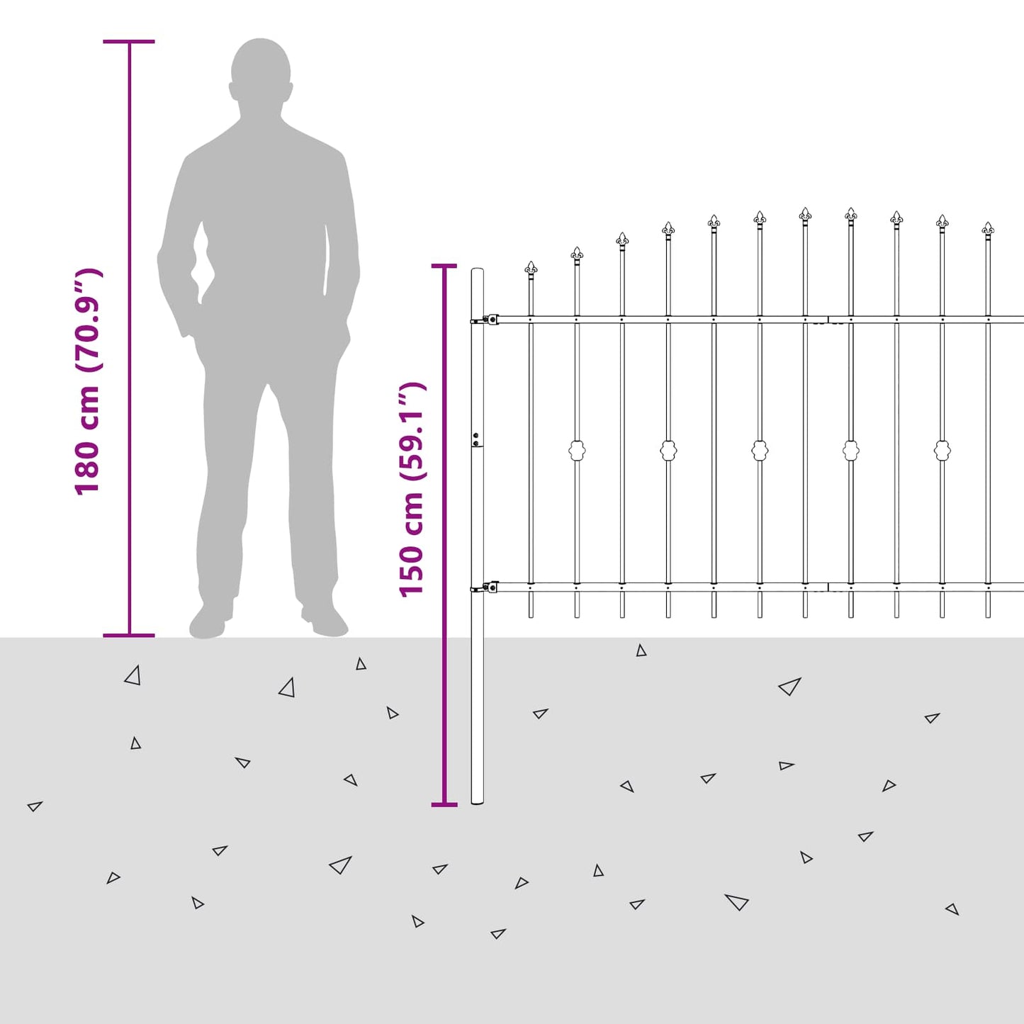 vidaXL Φράχτης με Σπίθες Μαύρο 200 x 150 cm