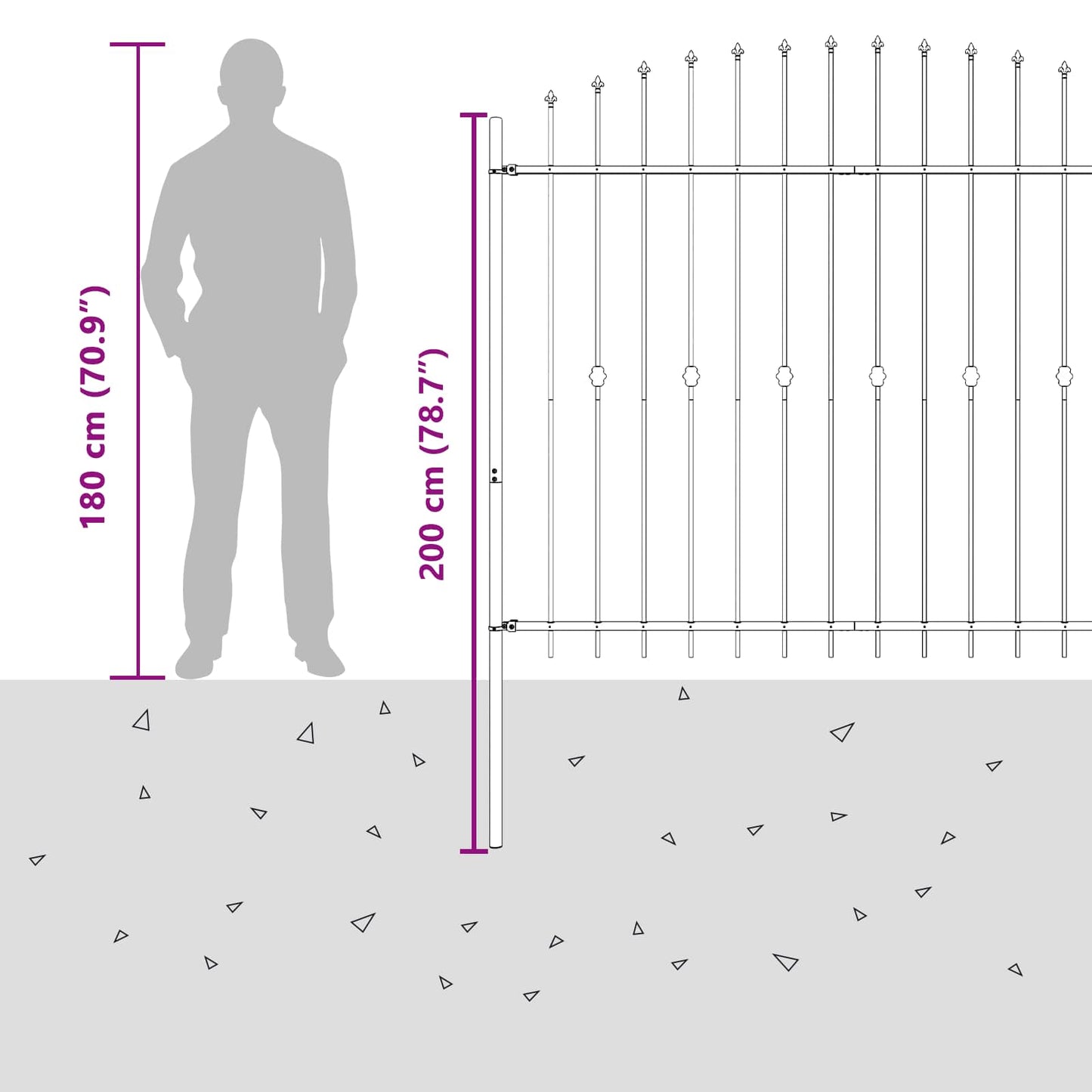vidaXL Φράχτης με Σπίθες Μαύρο 200 x 200 cm