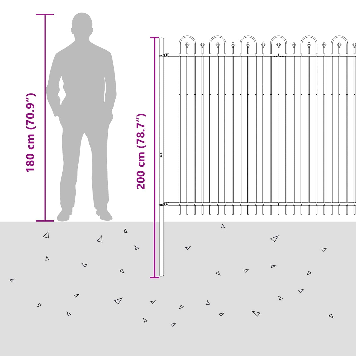 vidaXL Φράχτης Καμάρας με Άκρες Μαύρο 200 x 200 cm