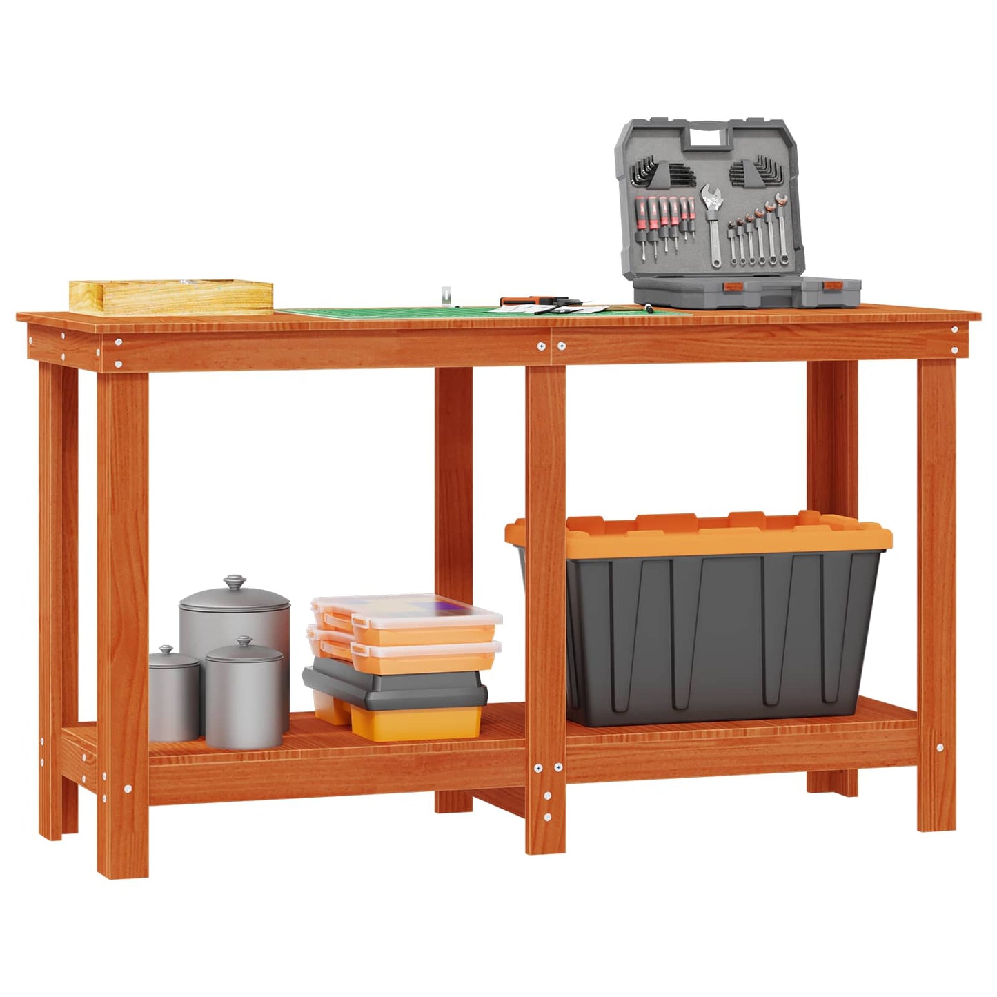vidaXL Πάγκος εργασίας Κερωμένο Καφέ 140 x 50 x 80 cm Στερεό πεύκο