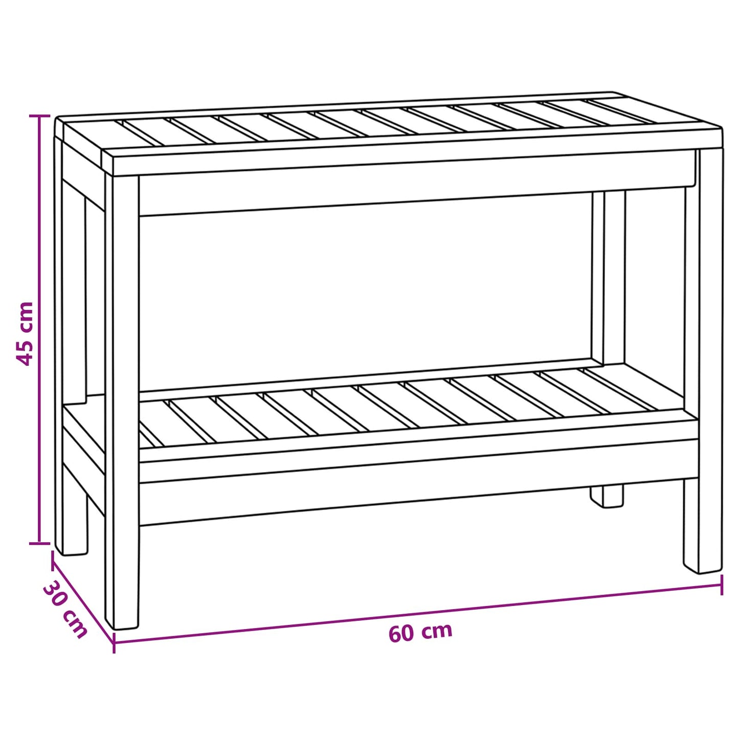 vidaXL Τραπέζι Πλευρικής Μπανιέρας Φυσικό 60 x 30 x 45 cm