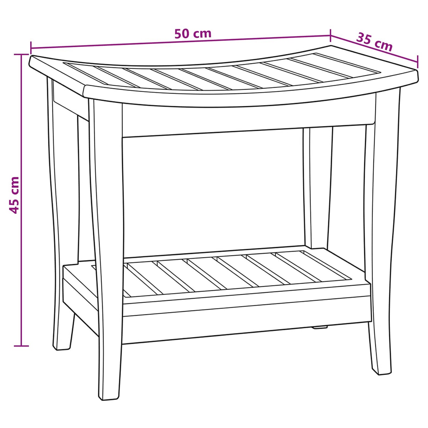 vidaXL Τραπέζι Πλευρικής Μπανιέρας Φυσικό 50 x 35 x 45 cm