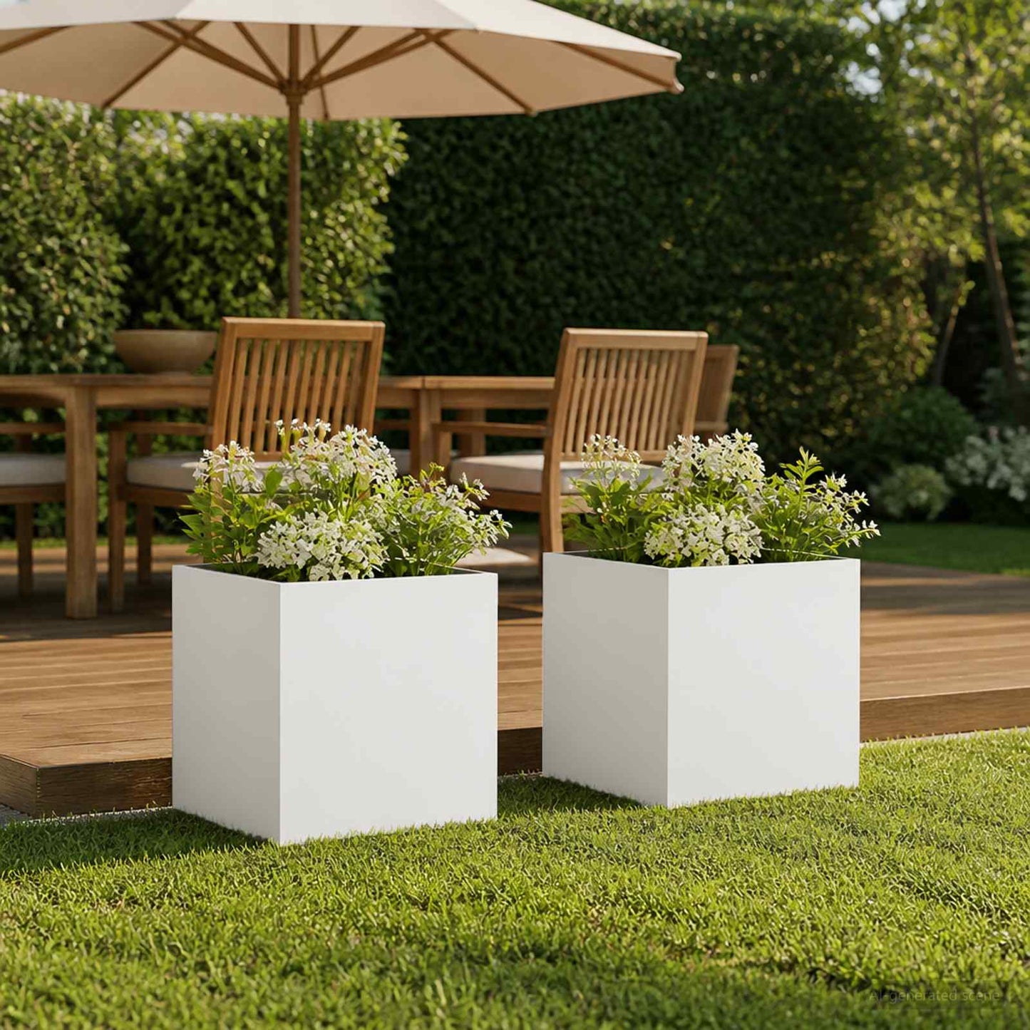 vidaXL Γλάστρα Κήπου 2 τμχ. Λευκό 25 x 25 x 25 cm