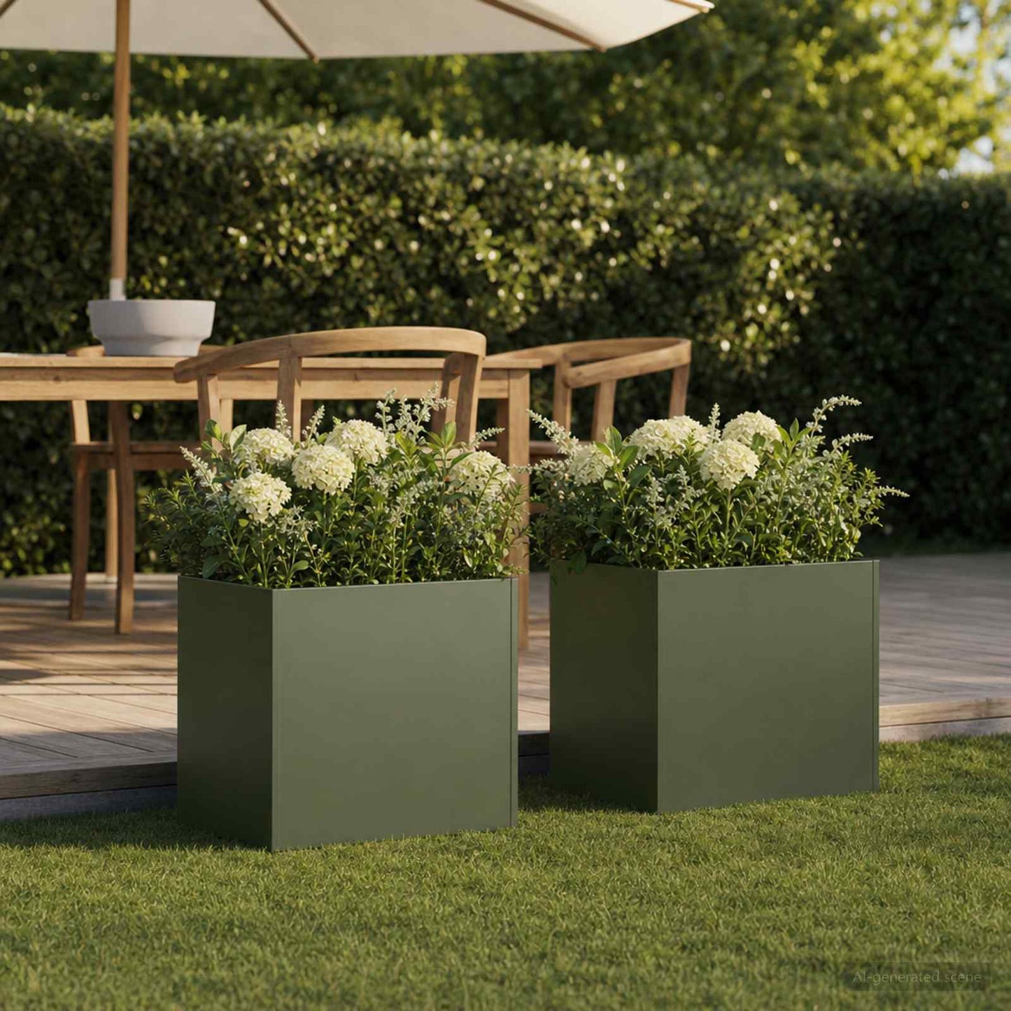 vidaXL Γλάστρα Κήπου 2 τμχ. Λαδί 25 x 25 x 25 cm Ψυχρής έλασης χάλυβας