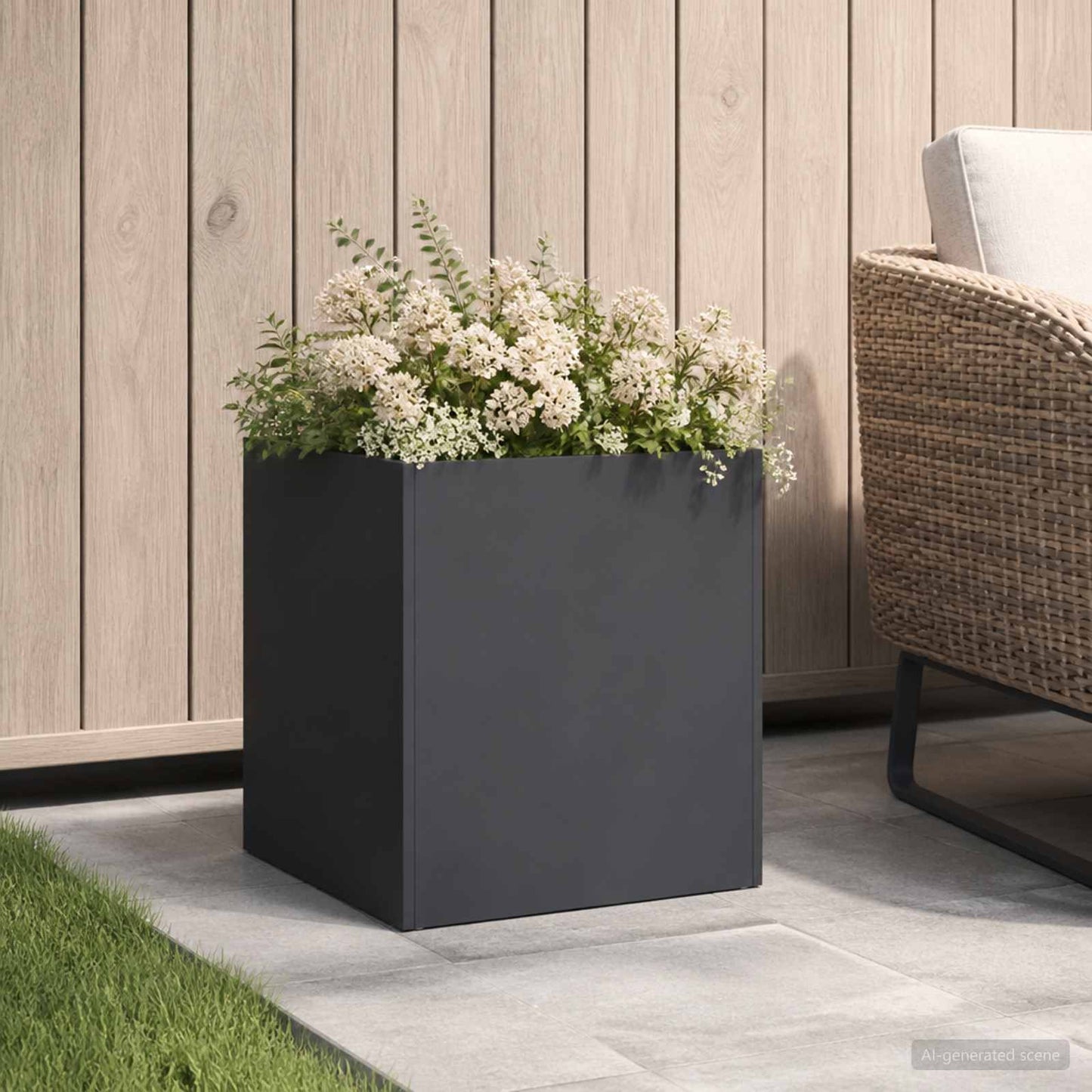 vidaXL Γλάστρα Κήπου Μαύρο 45 x 45 x 45 cm Ψυχρής έλασης χάλυβας