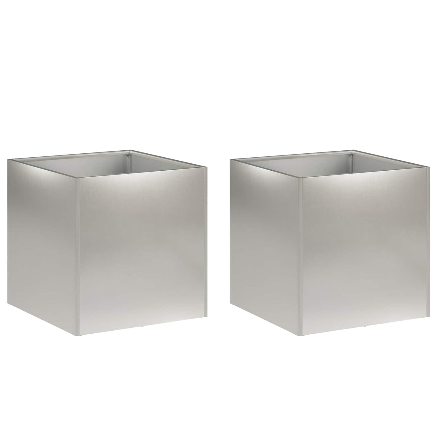 vidaXL Γλάστρα Κήπου 2 τμχ. Ασημί 45 x 45 x 45 cm Ανοξείδωτο Ατσάλι