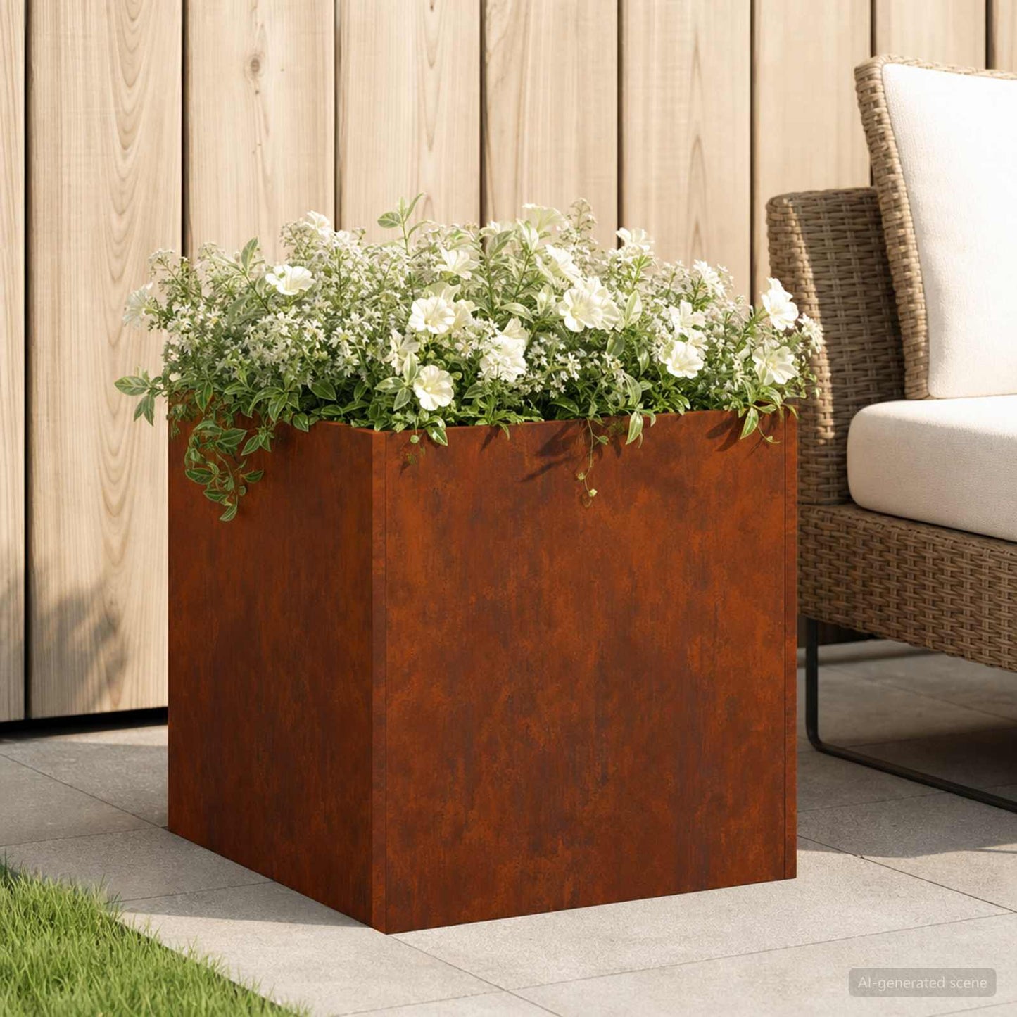 vidaXL Γλάστρα Κήπου Σκ rusty 45 x 45 x 45 cm