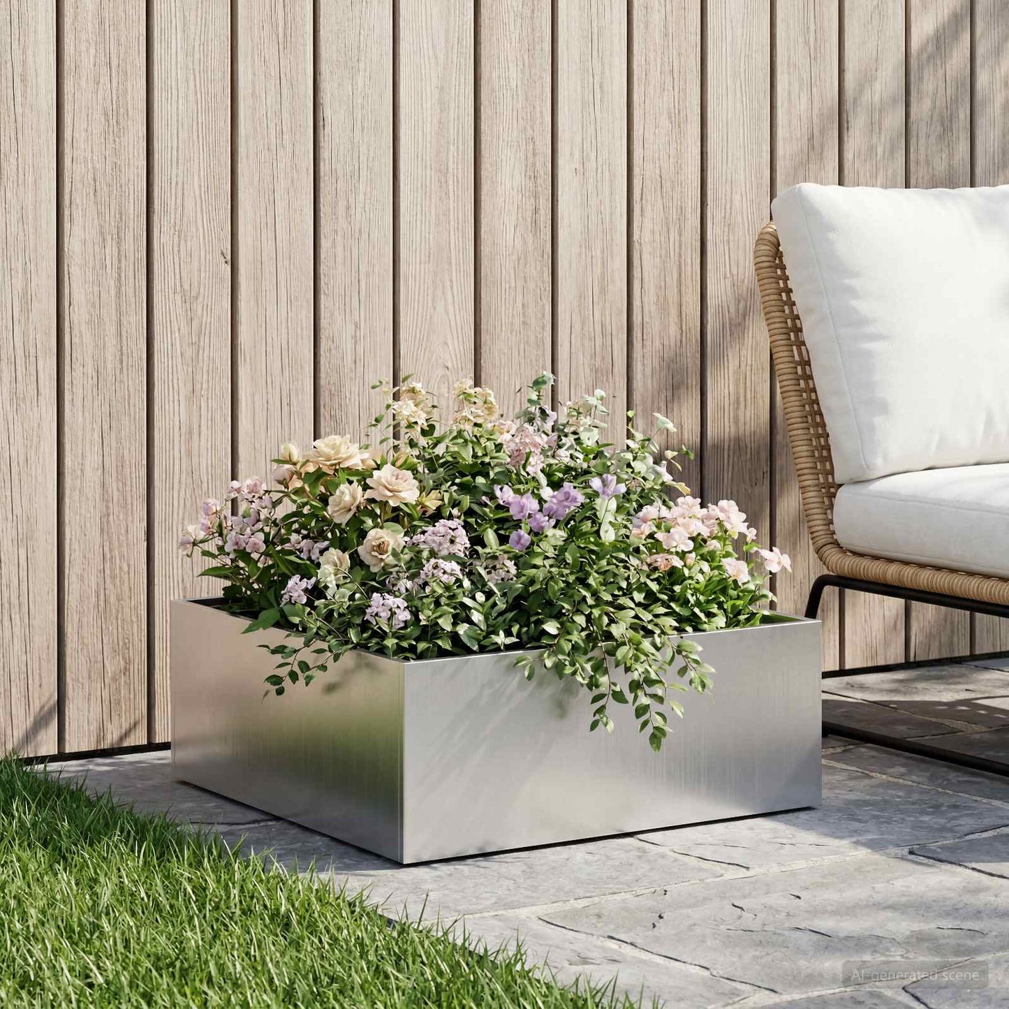 vidaXL Γλάστρα Κήπου Ασημί 40 x 40 x 20 cm Ανοξείδωτο Ατσάλι