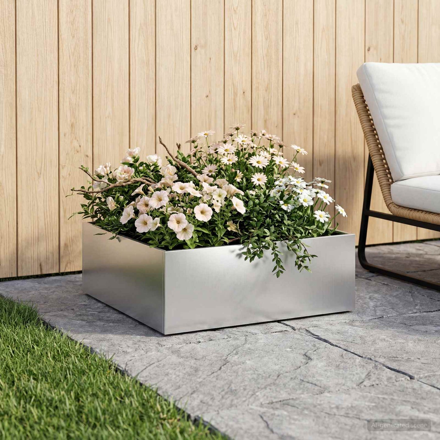 vidaXL Γλάστρα Κήπου Ασημί 40 x 40 x 20 cm Γαλβανισμένος Χάλυβας