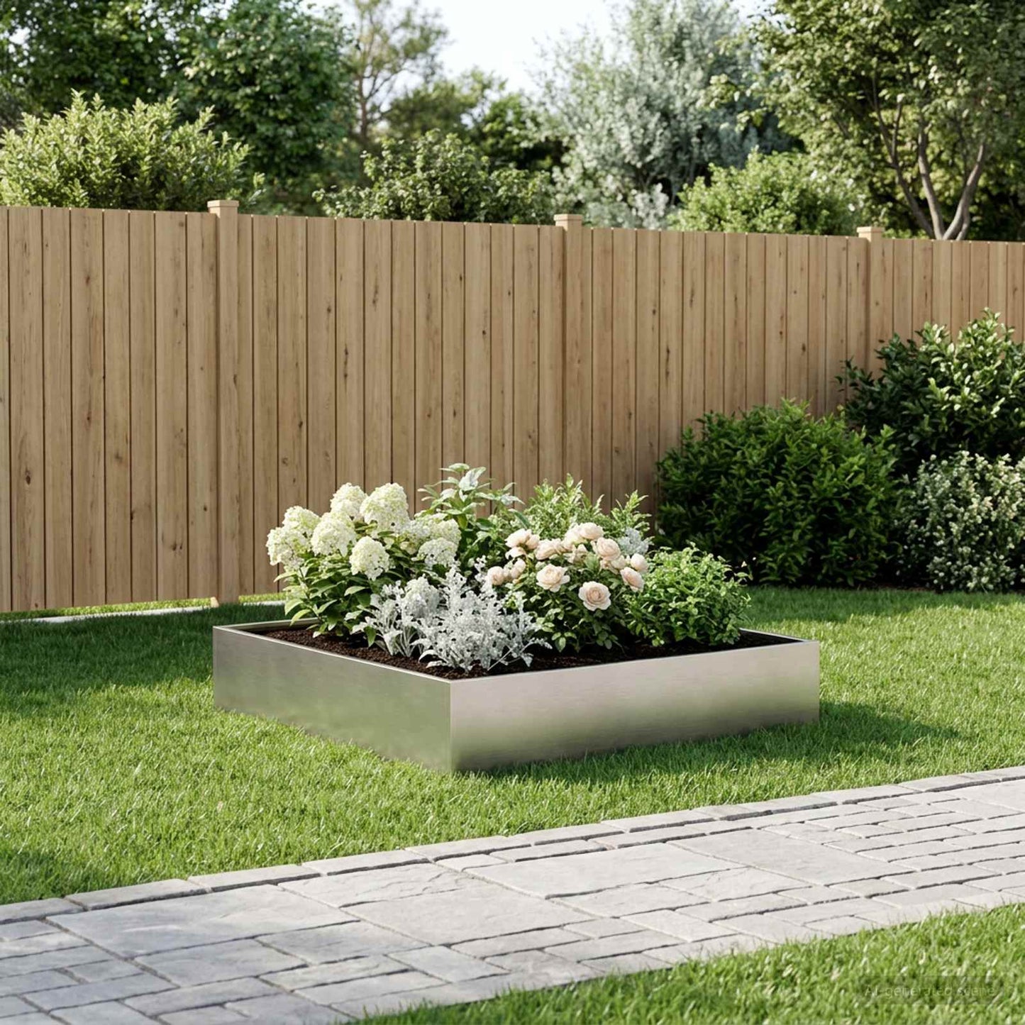 vidaXL Γλάστρα Κήπου Ασημί 80 x 80 x 20 cm Ανοξείδωτο Ατσάλι