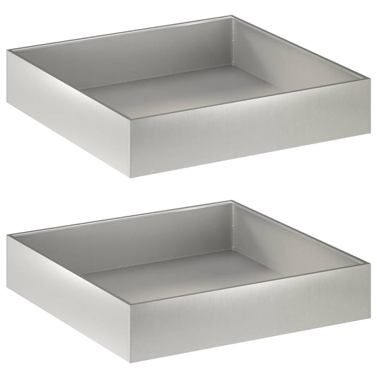 vidaXL Γλάστρα Κήπου 2 τμχ. Ασημί 100 x 100 x 20 cm Ανοξείδωτο Ατσάλι